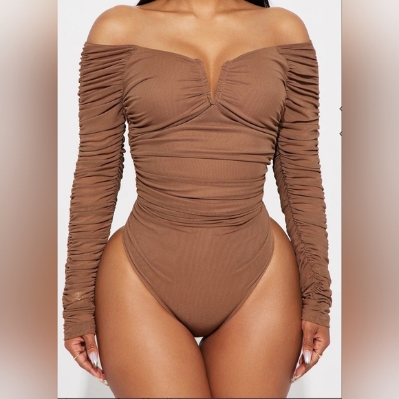 COPY - The Finer Things Mesh Bodysuit - Mocha - Picture 1 of 3